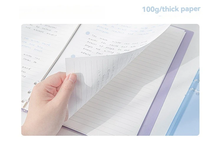 Mit Loch gestanztes, leichtes Loseblatt-Notizbuch kann um 360 Grad gefaltet werden mit 100 g Papier B5 großes Loseblatt-Notizbuch – Detail 9