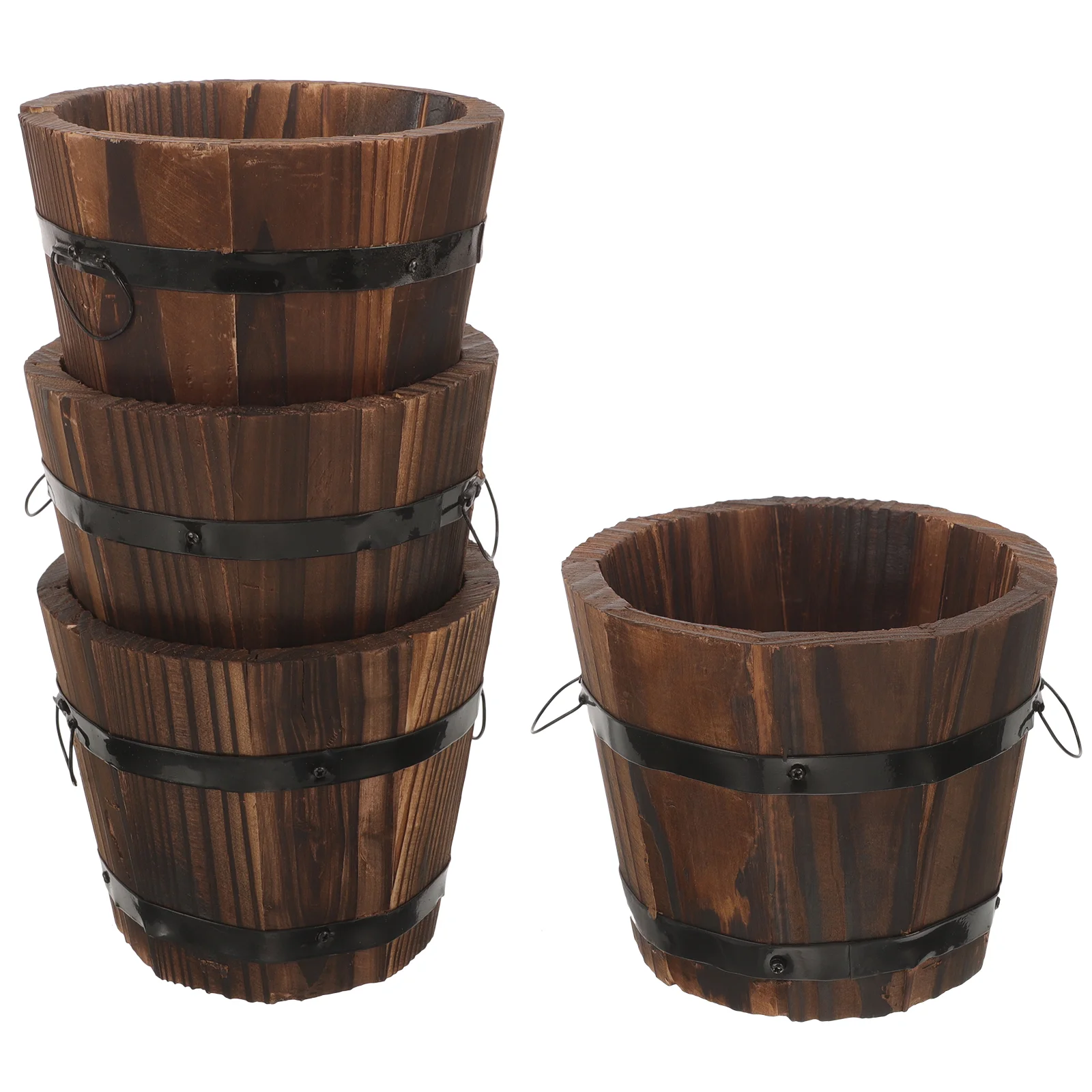 

4 Pcs Succulent Flower Pot Plant Gardening Accessories Small Wooden Barrel Aquarium Pots Planter Potato