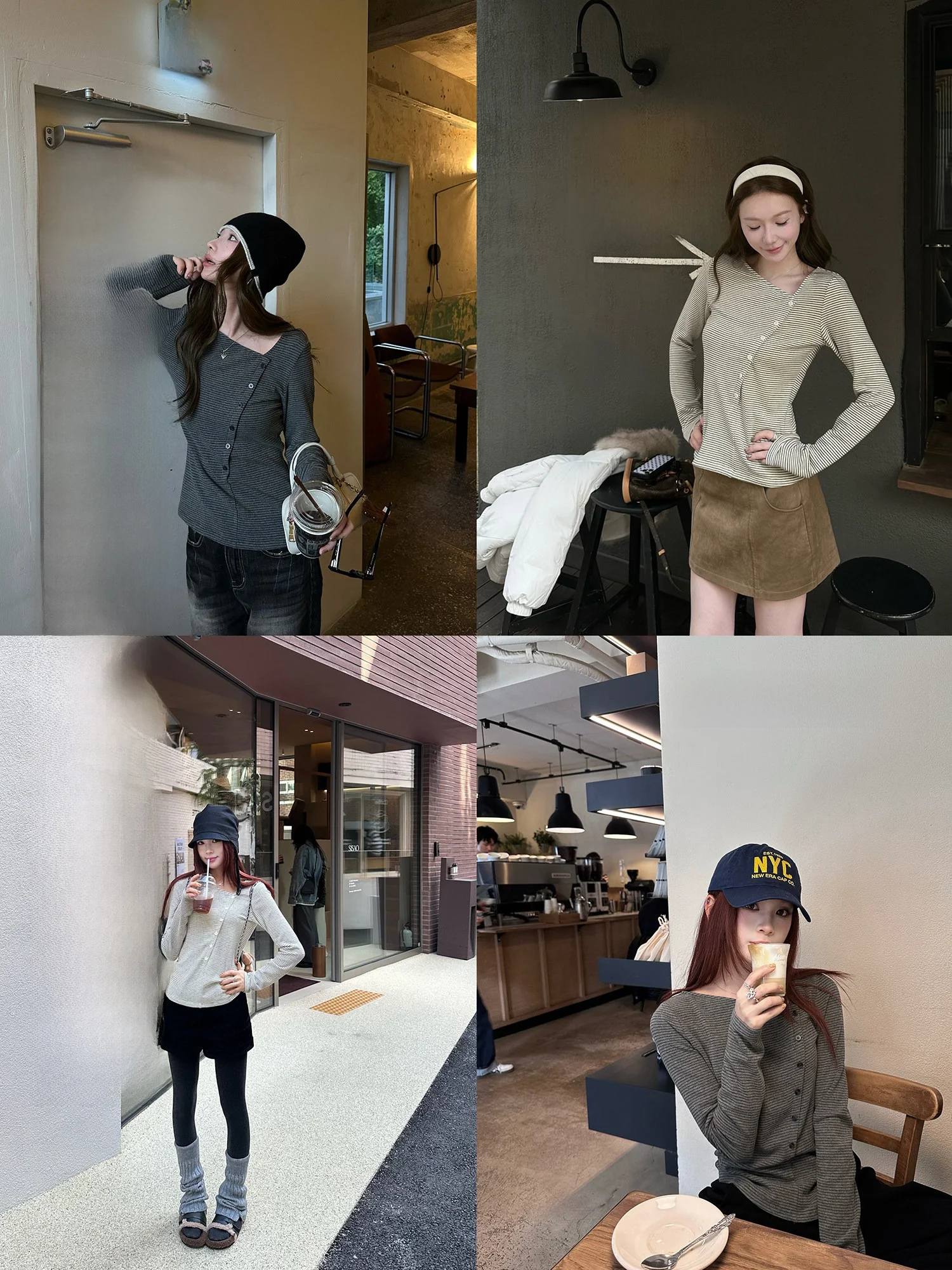 

Мягкий полосатый трикотажный топ с длинным рукавом, облегающий, из смесового хлопка, на пуговицах, для повседневной носки, с принтом Goo Goo Eyes