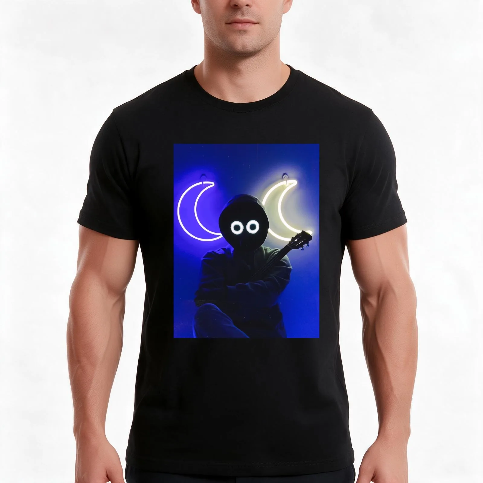 boywithuke two moons T-Shirt, Summer Casual Cotton Tee, Oversized Streetwear Tops, Vintage Graphic Print, Loose Fit Short Sleeve