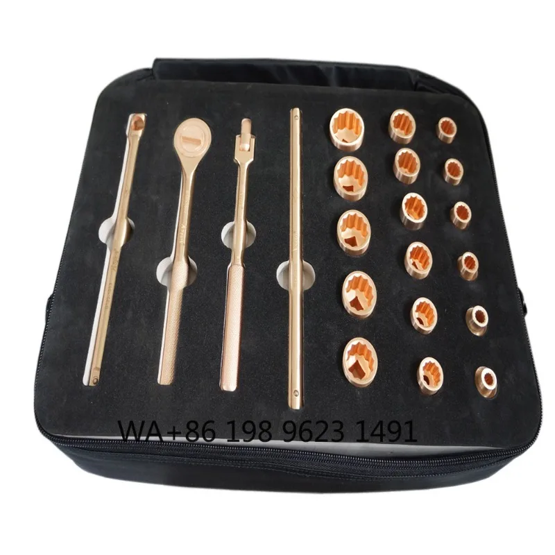 Professional 21Pcs Beryllium Copper Non-Sparking Tool Kit Safety Hand Tools for Petroleum Chemical Working Environments