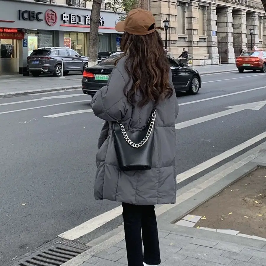 2025 New Down Jacket For Women Winter Mid-Length Korean Style Loose Over-The-Knee Long Cotton Coat Trendy
