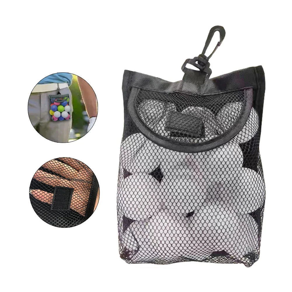 1pc Black Golf Ball Pouch Bag, with High Quality Mesh Nylon and Hanging Plastic Clip Convenient To Hang On Golf Bag