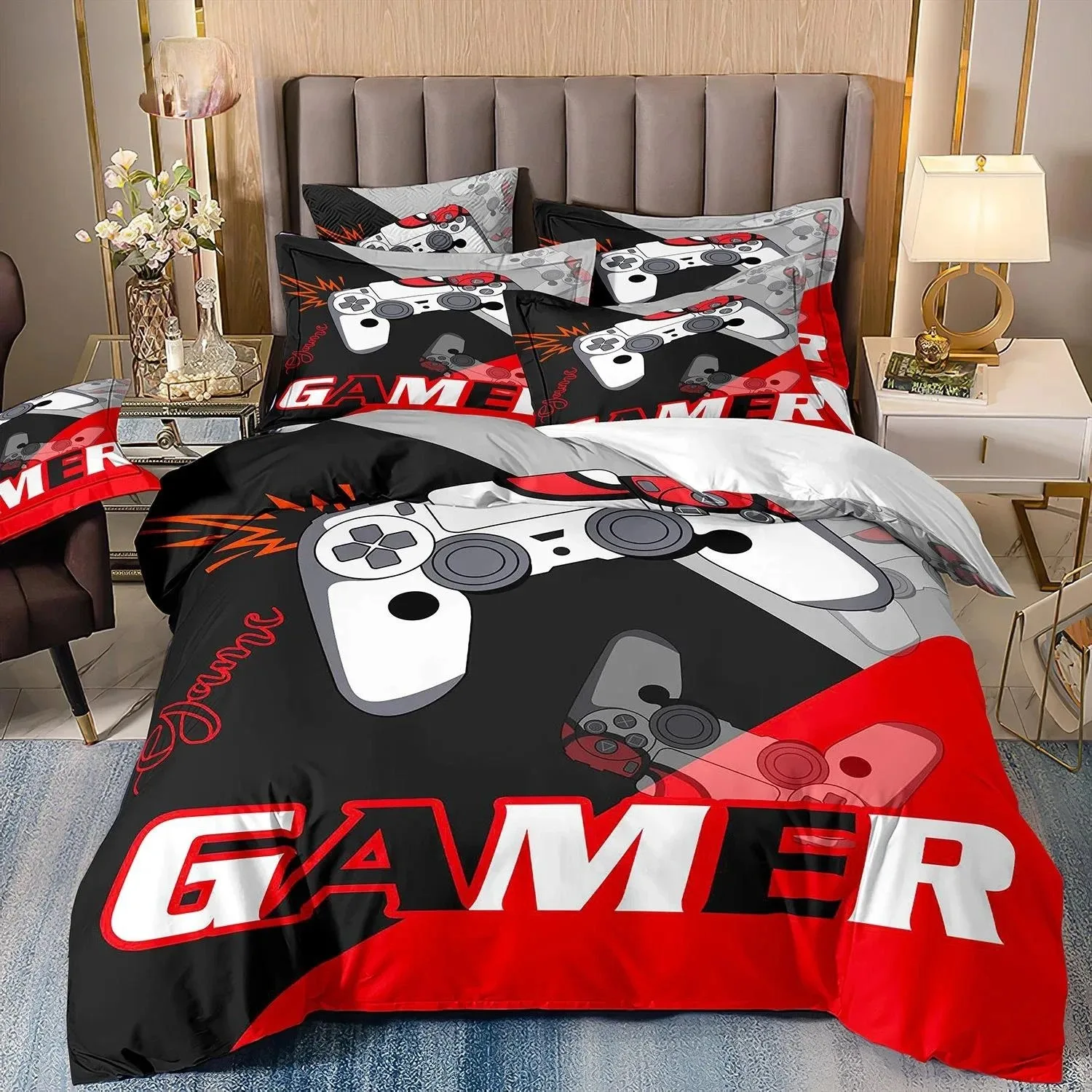 

Gamer Bedding Sets For Boy Kid Gaming Duvet Cover Set Queen Video Games Comforter Cover,Playstation Designs Bed Set For Teen Men