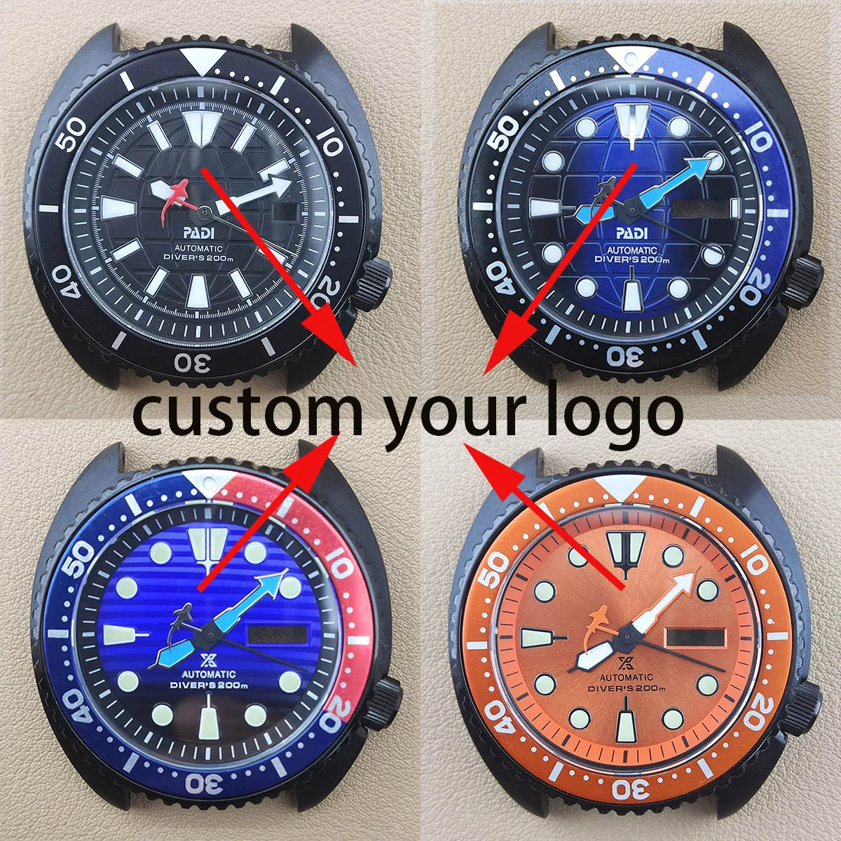 Custodia nh35 da 42.5mm logo personalizzato nh36 custodia NH35 cassa dell'orologio movimento nh35 con lunetta vetro zaffiro accessori per orologi subacquei parti