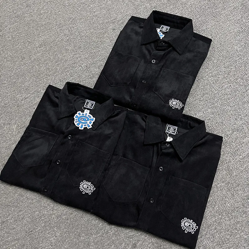 

ADWYSD Corduroy Work irt ort Sve Откидной воротник Свободный крой Four Seasons Хлопок 00% Легкий вес Мужской Faion Summer irt