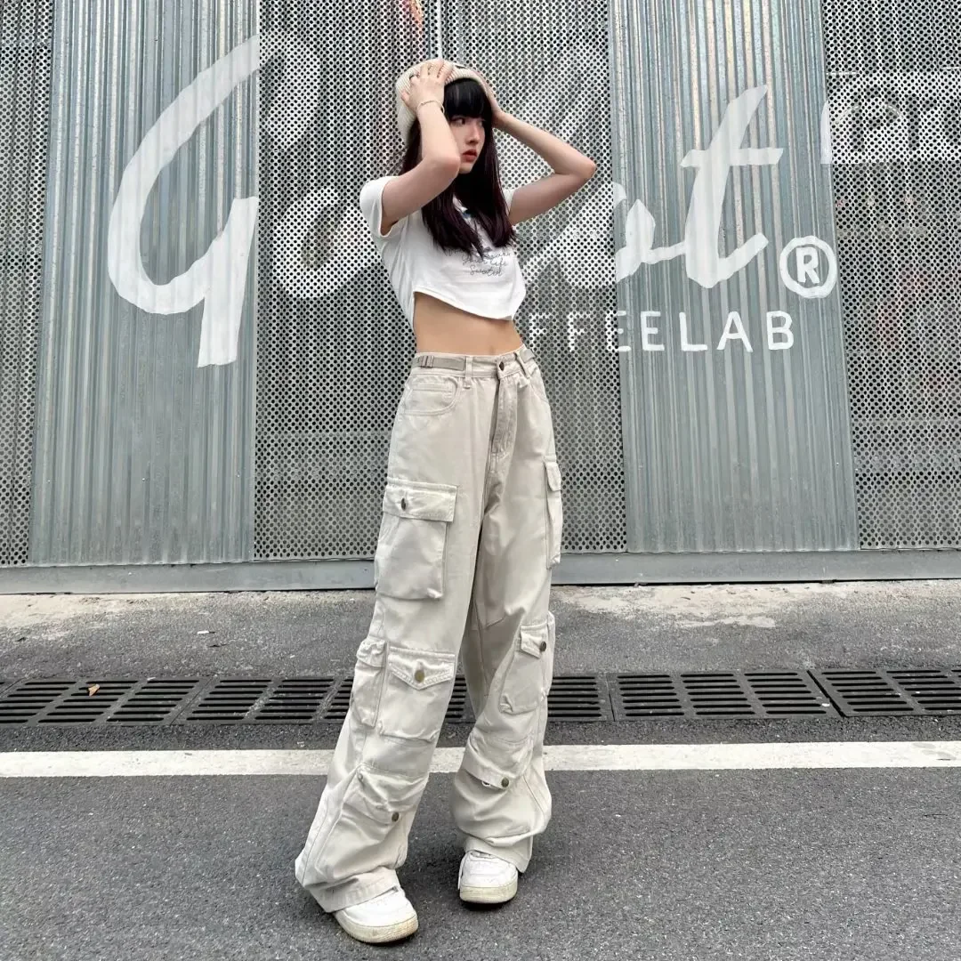 American Style Vintage High-End Feeling Women's Trendy Brand Ins Streetwear Cargo Pants Fashionable Hip Hop Sleek Fit Women's Cl