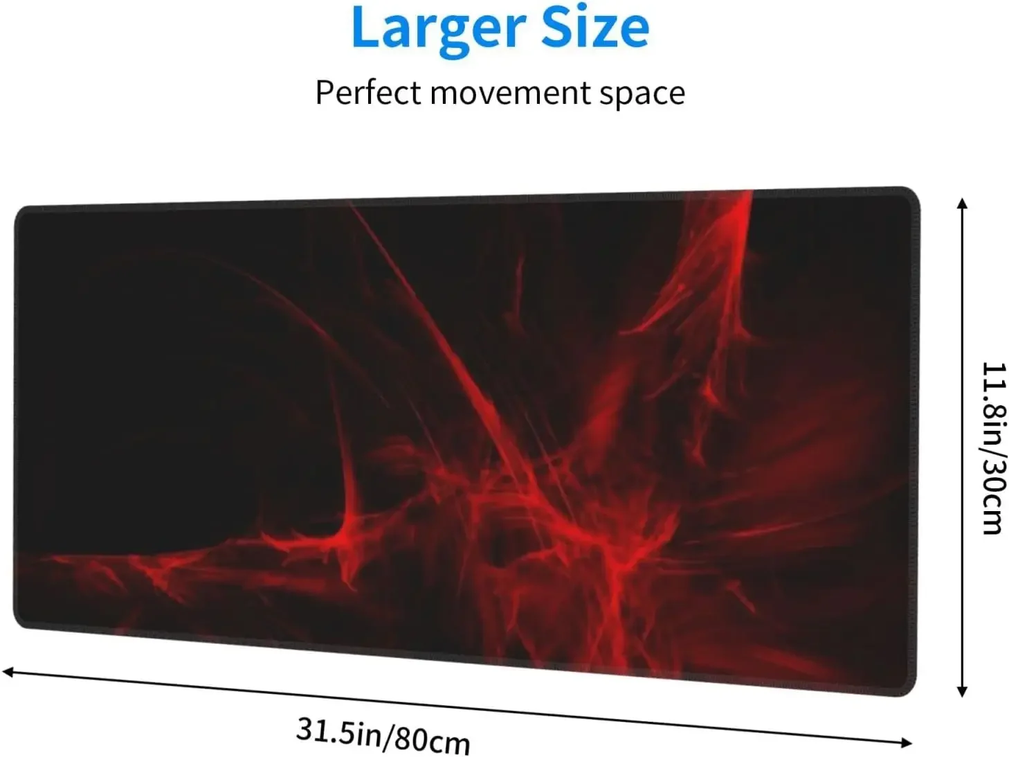 Red Black Mouse Pad Long Non-Slip Rubber Base Stitched Edge Large Extended Full Desk Mat XXL for Home Office Gaming Work