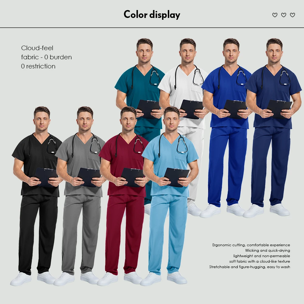 الدعك الرجال النساء بالجملة الدعك الزي الطبي عداء ببطء مجموعة الممرضات اكسسوارات عيادة الأسنان الحيوانات الأليفة الاستمالة فرك السراويل العليا مجموعات