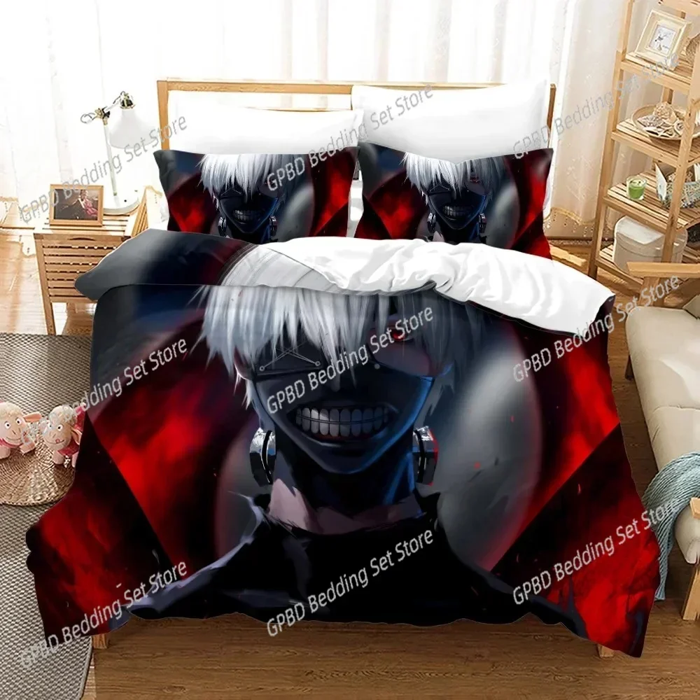 3D Print Anime Tokyo Ghoul 3D Bedding Set Duvet Cover Pillowcases Single Twin Full Queen King Size Home Decor Quilt Boys Gift Qu