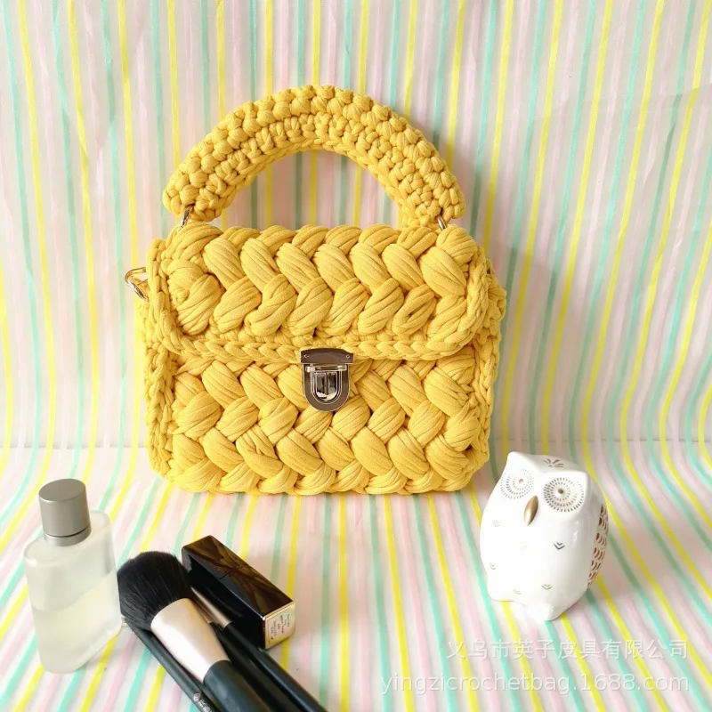 Handmade DIY Cloth Crochet Women\'s Bag Finished Hot Single Shoulder Crossbody Bag Handbag