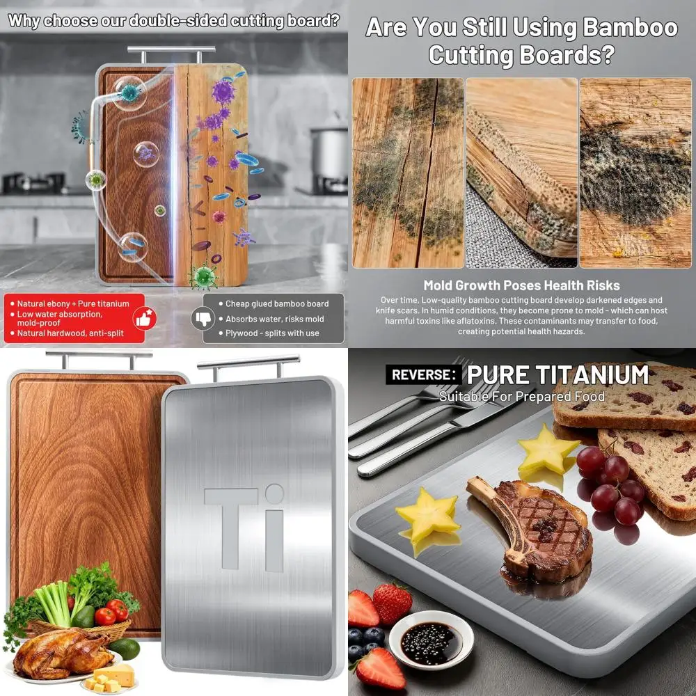 

Двусторонняя разделочная доска из черного дерева и металла с ручкой и пазом для сока для приготовления на кухне и мяса