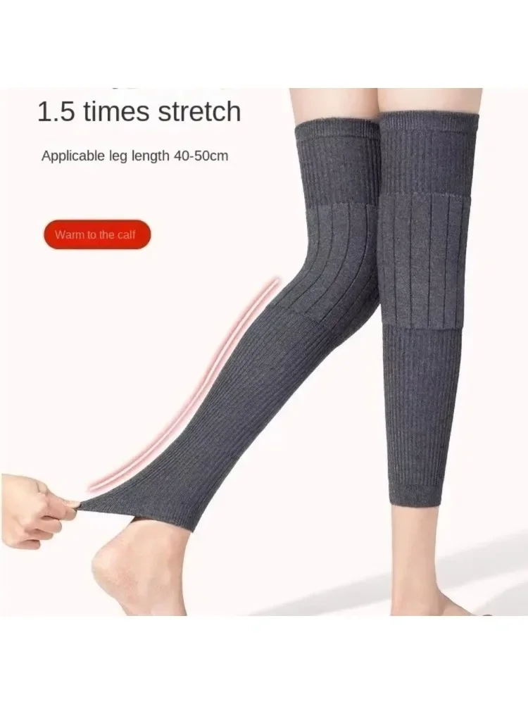 1 paire de genouillères en laine épaisse et chaude, protège-jambes en cachemire, coupe-vent, résistantes au froid, chauffe-jambes pour femmes et hommes, manches de jambe
