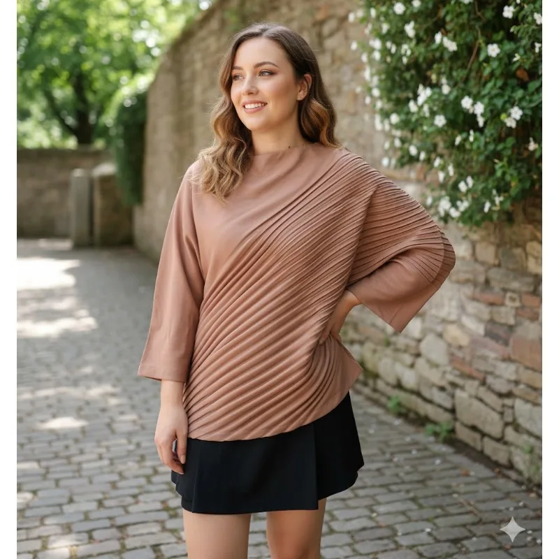 

Плиссированная футболка Miyake Pleisse, новинка весны 2026, высококачественная одежда со складками Miyake, нестандартные свободные повседневные топы больших размеров, темпераментные свободные повседневные топы