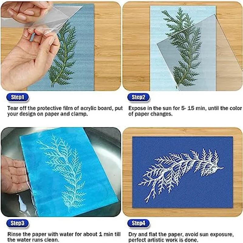 New 30 Sheets Cyanotype Paper, Sun Art Paper Kit, Solar Drawing Paper Nature Printing Paper for Kids Adults Arts Crafts