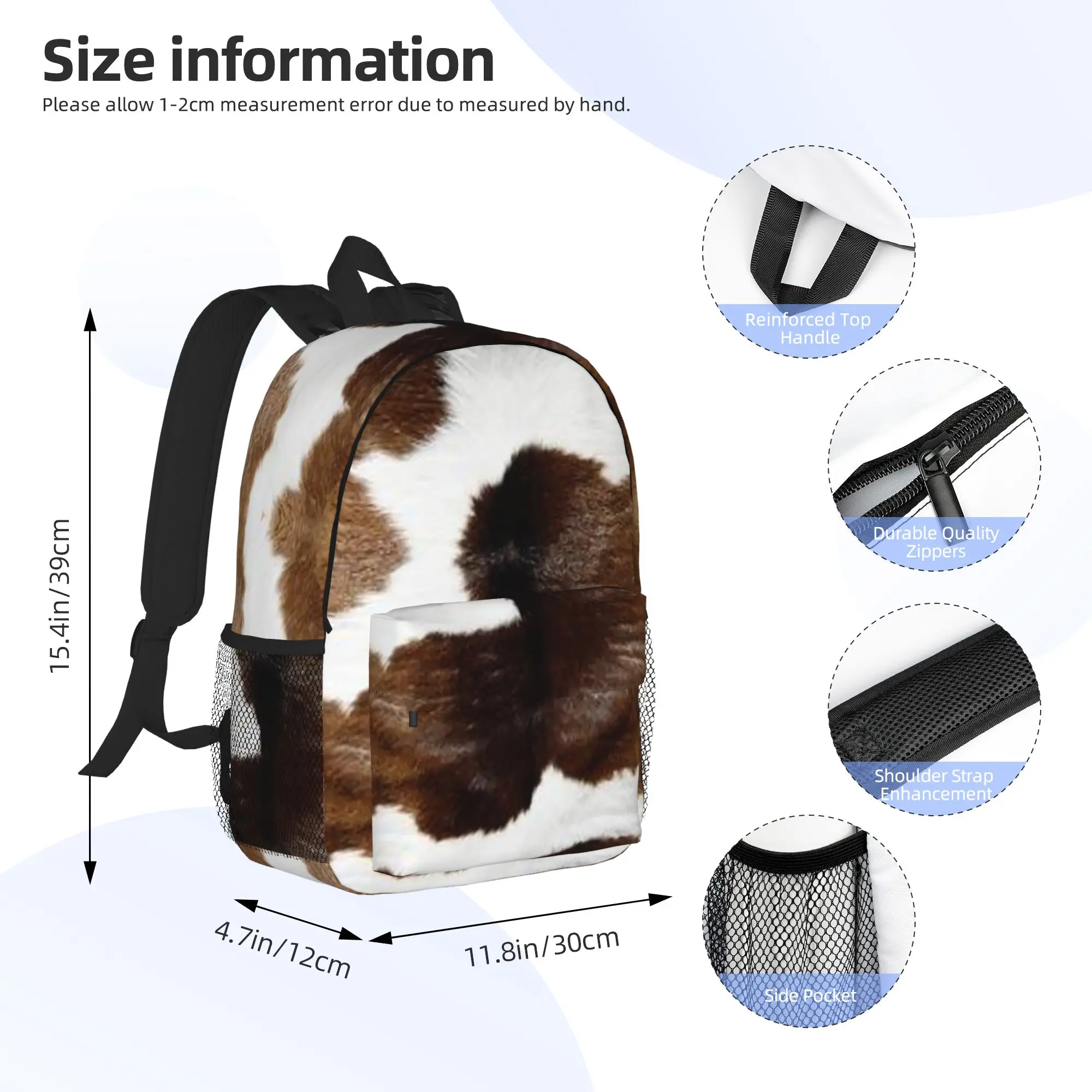 Rustic Ranch Cow Print Backpack Hot Sale Daypack Large Capacity Boys Girls BookBag Shoulder Bags for Men Women School Bag