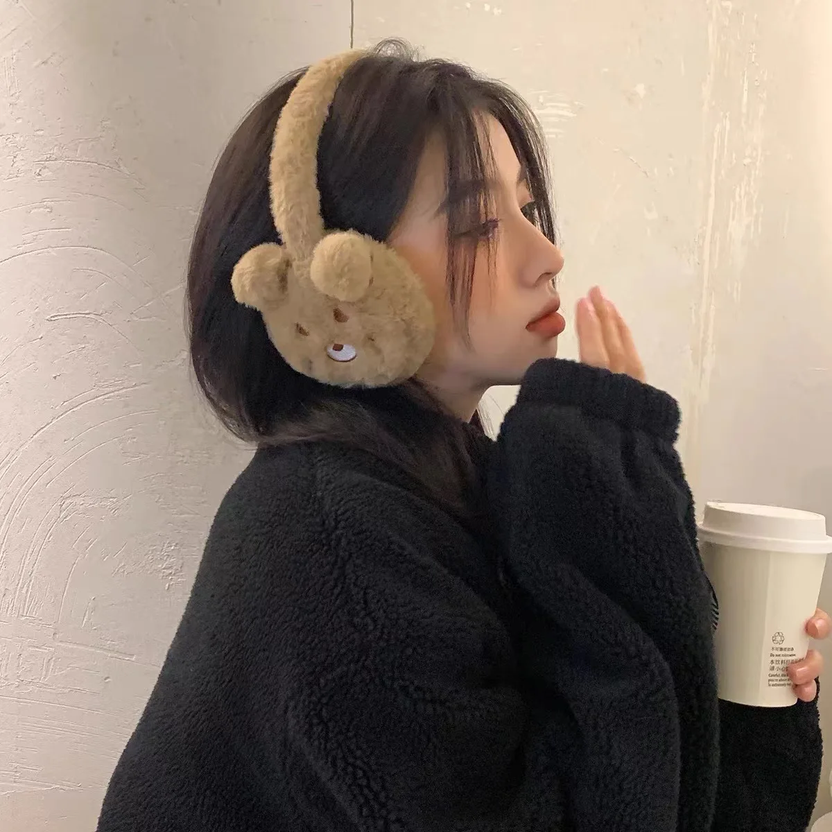 Simpatico orso bianco orecchie paraorecchie 2025 inverno nuovo caldo antivento confortevole protezione per le orecchie paraorecchie donna ragazza vestiti accessori