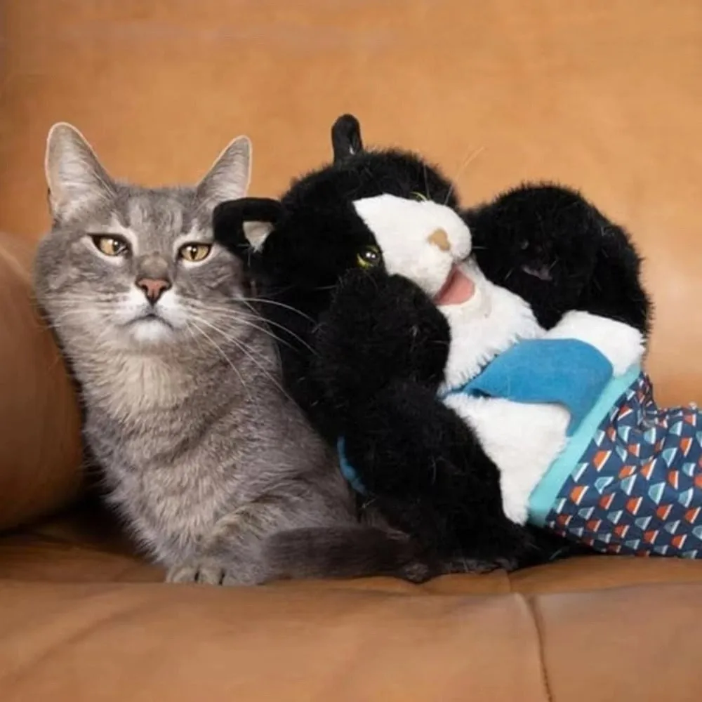 Durable Interactive Cat Toys Wrestling Glove Soft Plush Sturdy Padding Cat Puppet Wrestler Stuffed Cat Shape Cat Dolls Safe Play