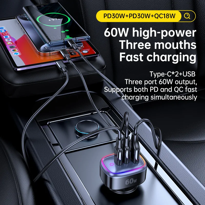 Juli 2024 Neues Dual-Port PD30W Plus Single-Port QC18W Autoladegerät Auto-Zigarettenanzünder Schnellladung C08