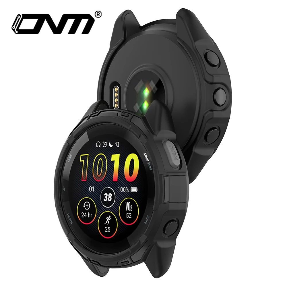 Onetuo Schutzhülle für Garmin Forerunner 255 Smartwatch, Hard PC hülle mit Glas Displayschutz kompatibel mit Garmin Forerunner 255 /255S Smartwatch ( 255-46mm hülle, rosa