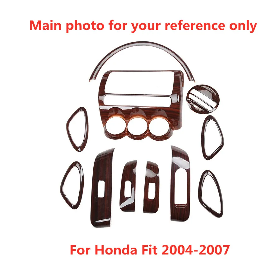 

Brown Wood Grain Car Interior Styling Center Console Window Control Gear Door Panel Sticker Cover for Honda Fit 2004-2007