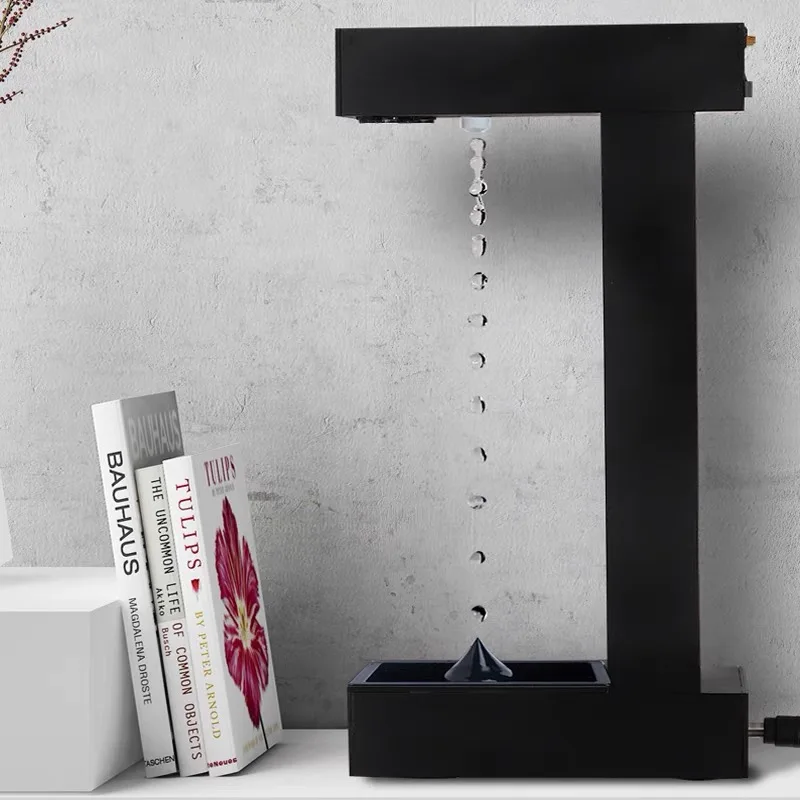 Anti Gravity Levitating Water Drop Technological Ornaments Novel Fountain Table Lamp Clock Magical Home Desk Decor Accessories