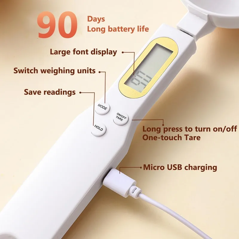 

B82B-Digital Measuring Spoon Electronic Scale Weighing Spoon For Coffee Powder Ingredients Spice Kitchen Gram Measurement Tool
