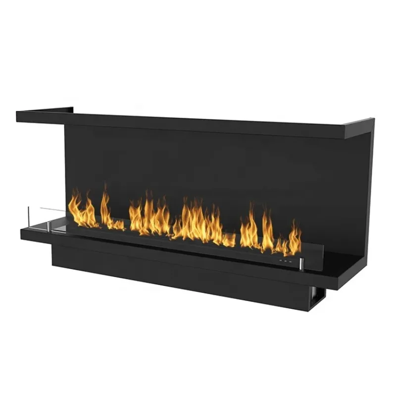 High quality three-sided open bioethanol burner TV cabinet White electric fireplace
