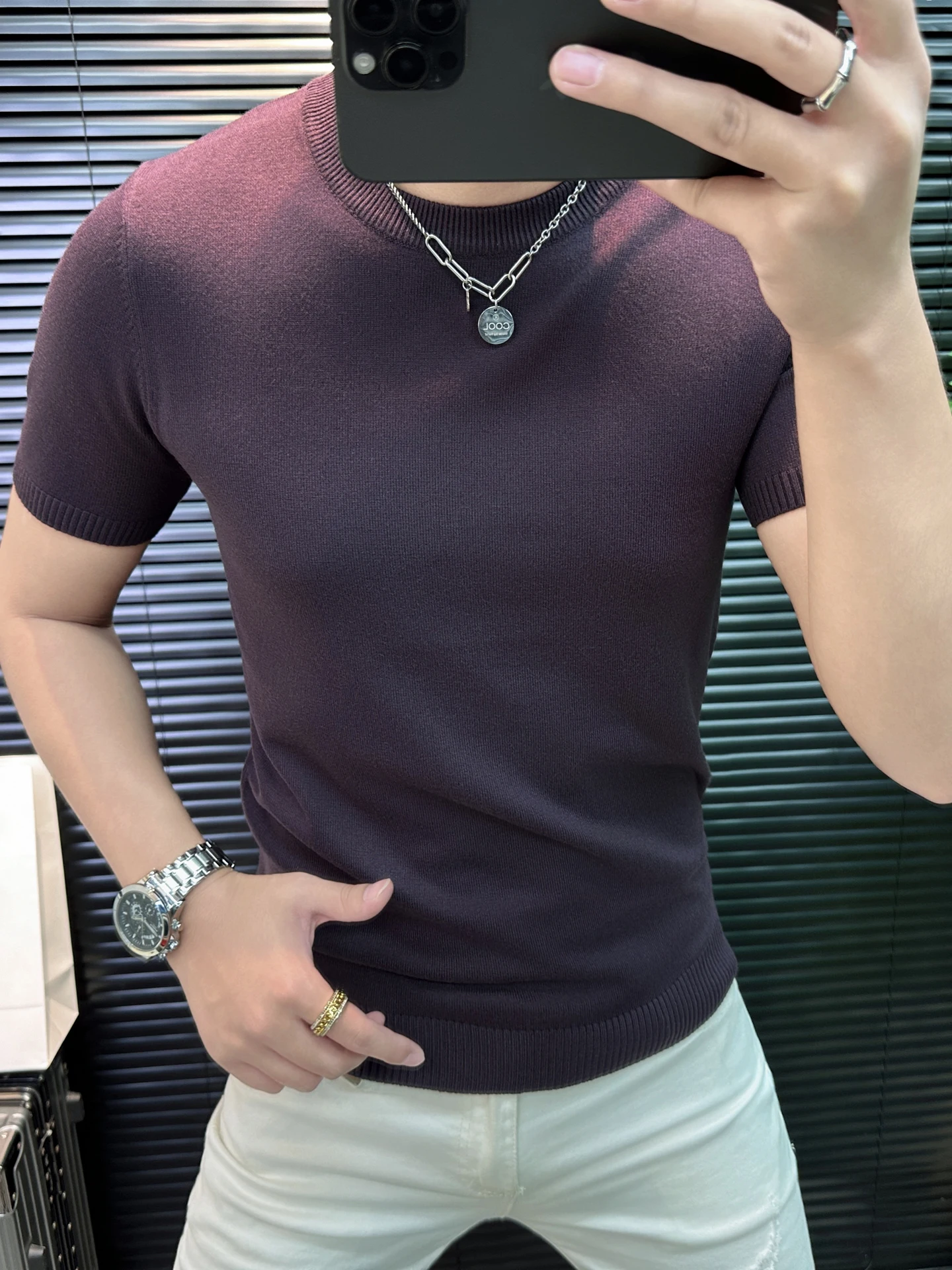 

Men's Luxury Knitted ort Sve irt Slim Fit Color Faionable High End Sweater f Sve Casual Sle Polyester ...