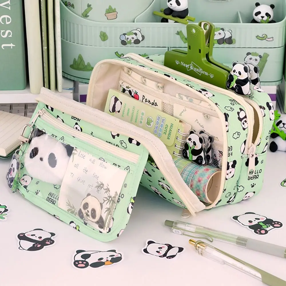 

9-Layer Capibara Pencil Bag Panda Dirt-proof Capybara Stationery Bag Creative Transparent Pocket Zipper Pencil Pouch