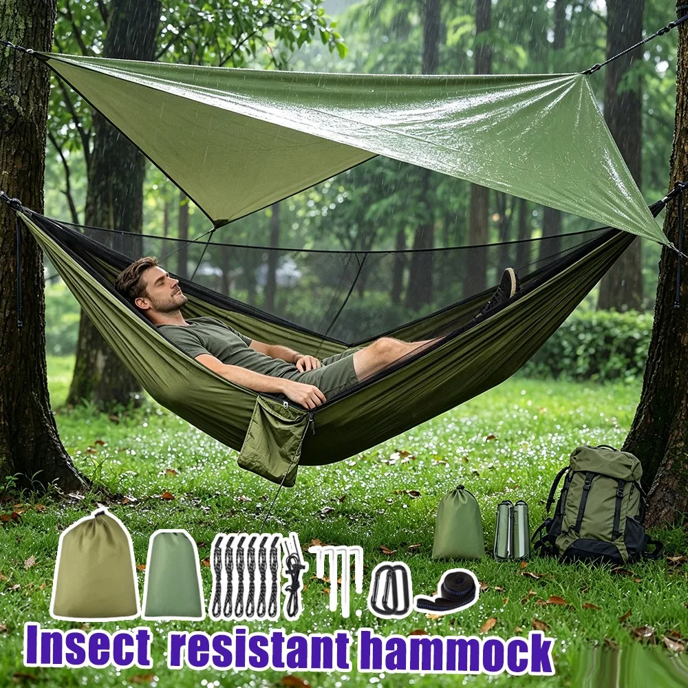 portable-outdoor-hammock-200kg-weight-capacity-with-mosquito-net-rainfly-waterproof-insect-proof-single-double-tree-tent