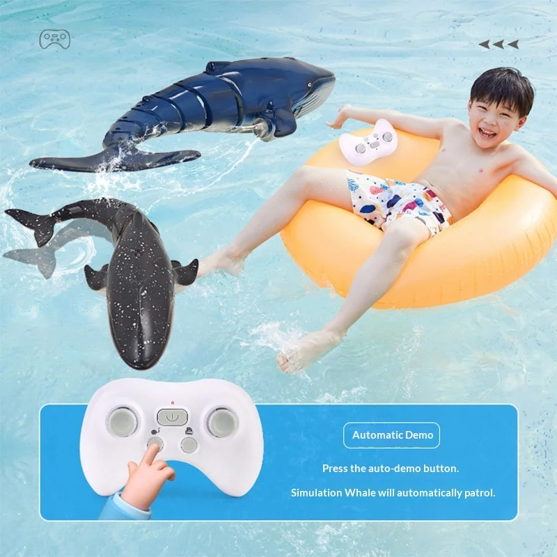 Dellin جديد التحكم عن بعد لعبة سمك الحوت الكهربائية بخاخات المياه محاكاة الحياة البحرية مستشعر الضوء المائي لعب الأطفال