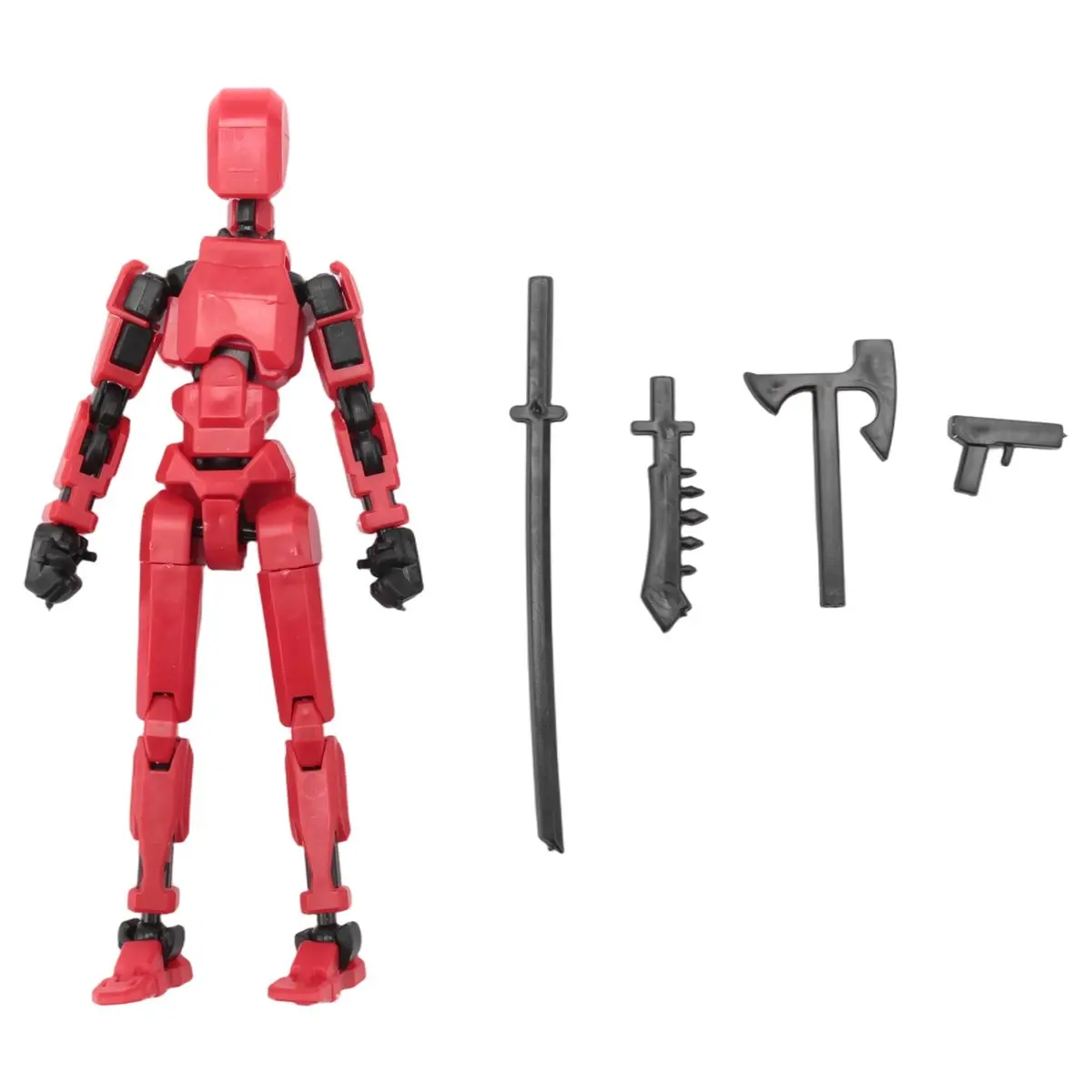 Compatible Robot Action Figure, 3D Printed with Full Articulation for Stop Motion Animation Red