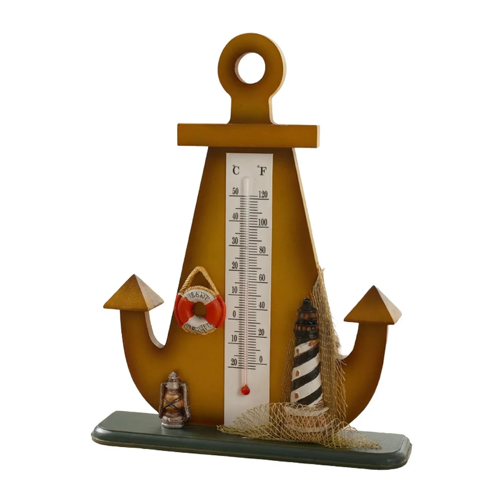 Indoor Wooden Thermometer in Shape Vintage for Maritime Themed Home Office Desk Decor Temperature Gauge Indoor