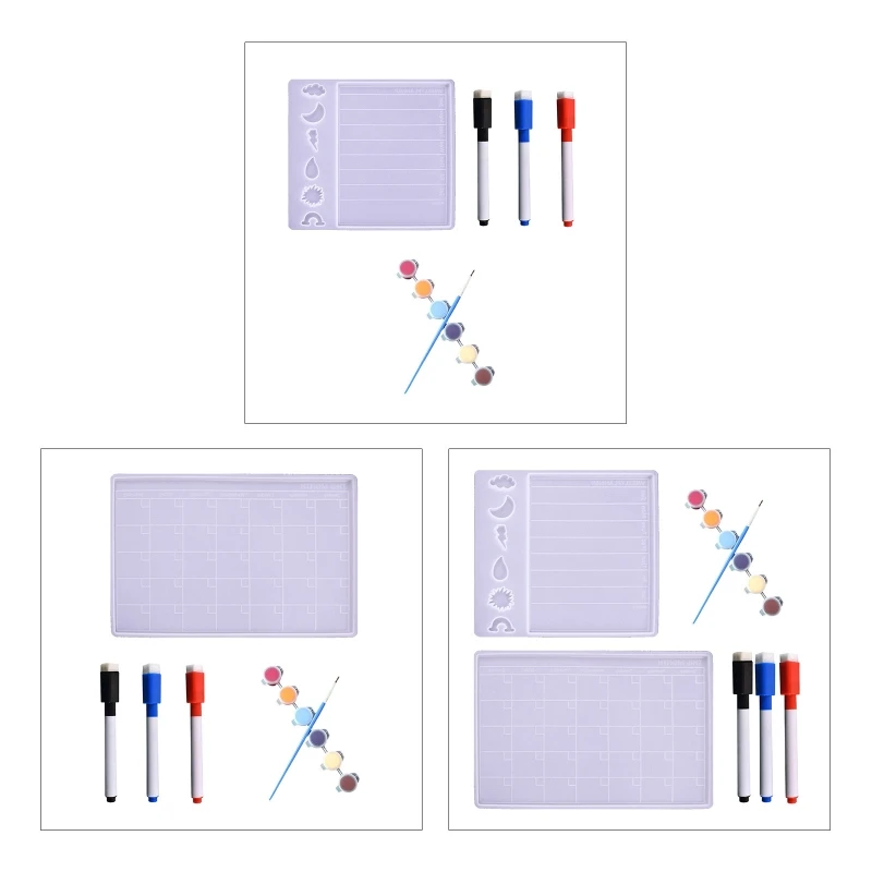 Piękny wzór pogody kalendarz żywica silikonowa żywica epoksydowa miesięczny codzienny notatnik z farbami markery na biurko lodówka ścienna