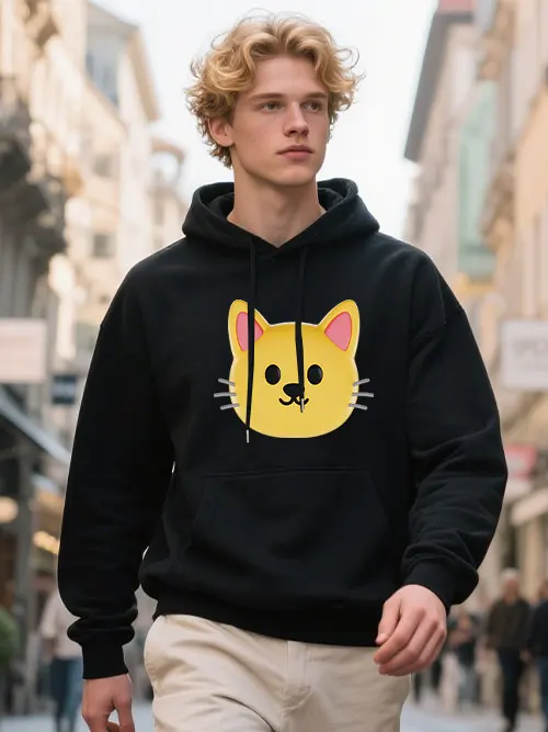 Cute Cat Graphic Hoodie Soft Cotton Comfort Birthday Gift For Ladies Outdoors