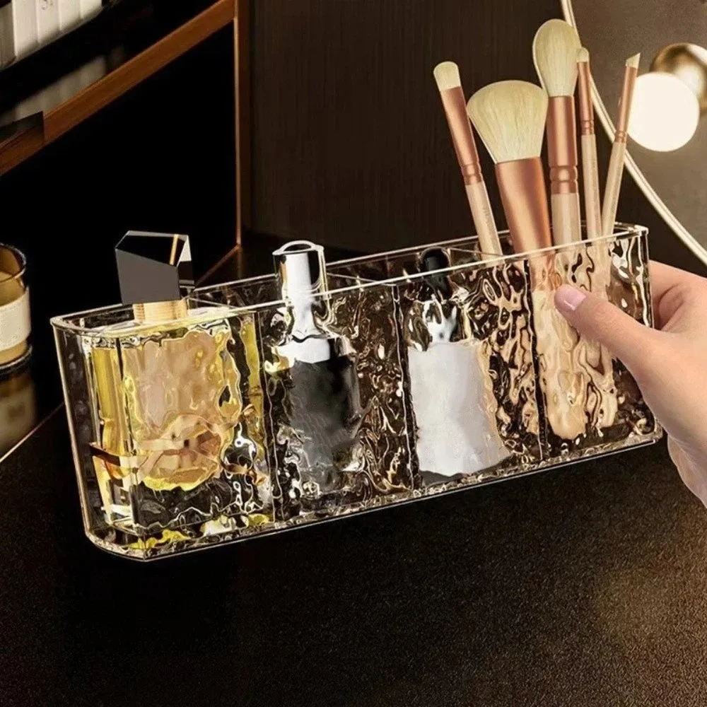 Transparent Water Ripple Storage Box Multi Functional Simple Pen Holder Plastics Container Makeup Brush Storage Tube Bathroom
