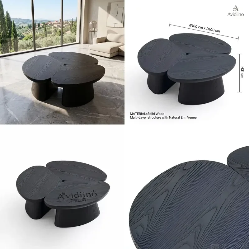 Modern Solid Wood Coffee Table with Multi-Layer Natural Wood Durable Design for Living Room Use Customizable