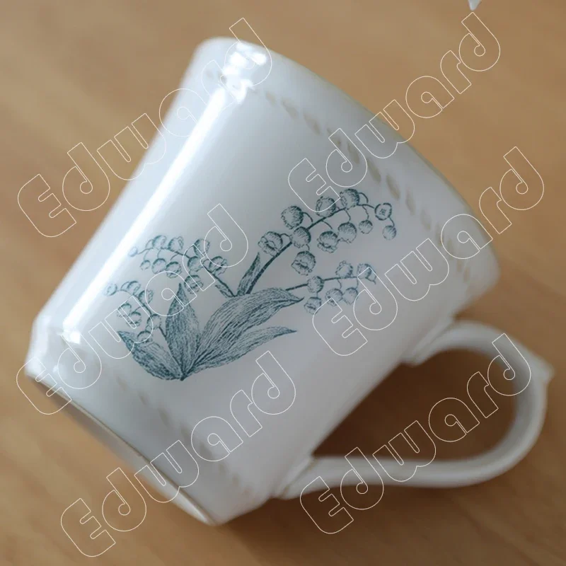 Mug Orchid Pattern Coffee Cup Retro Classic Mugs European Style Milk Cup Household Use Restaurant Ceramic Mugs Living Room Decor