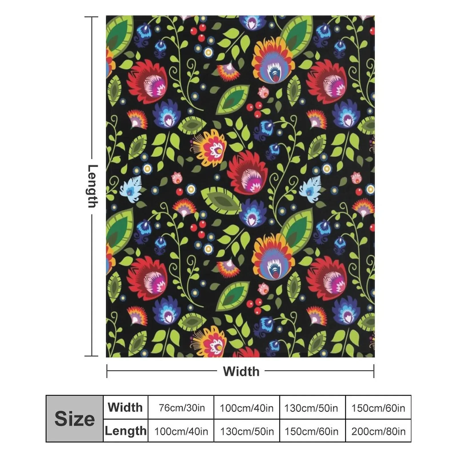 الفولكلور البولندية - تكوين جميل على بطانية رمي سوداء، بطانيات كلاسيكية للأريكة العملاقة الناعمة