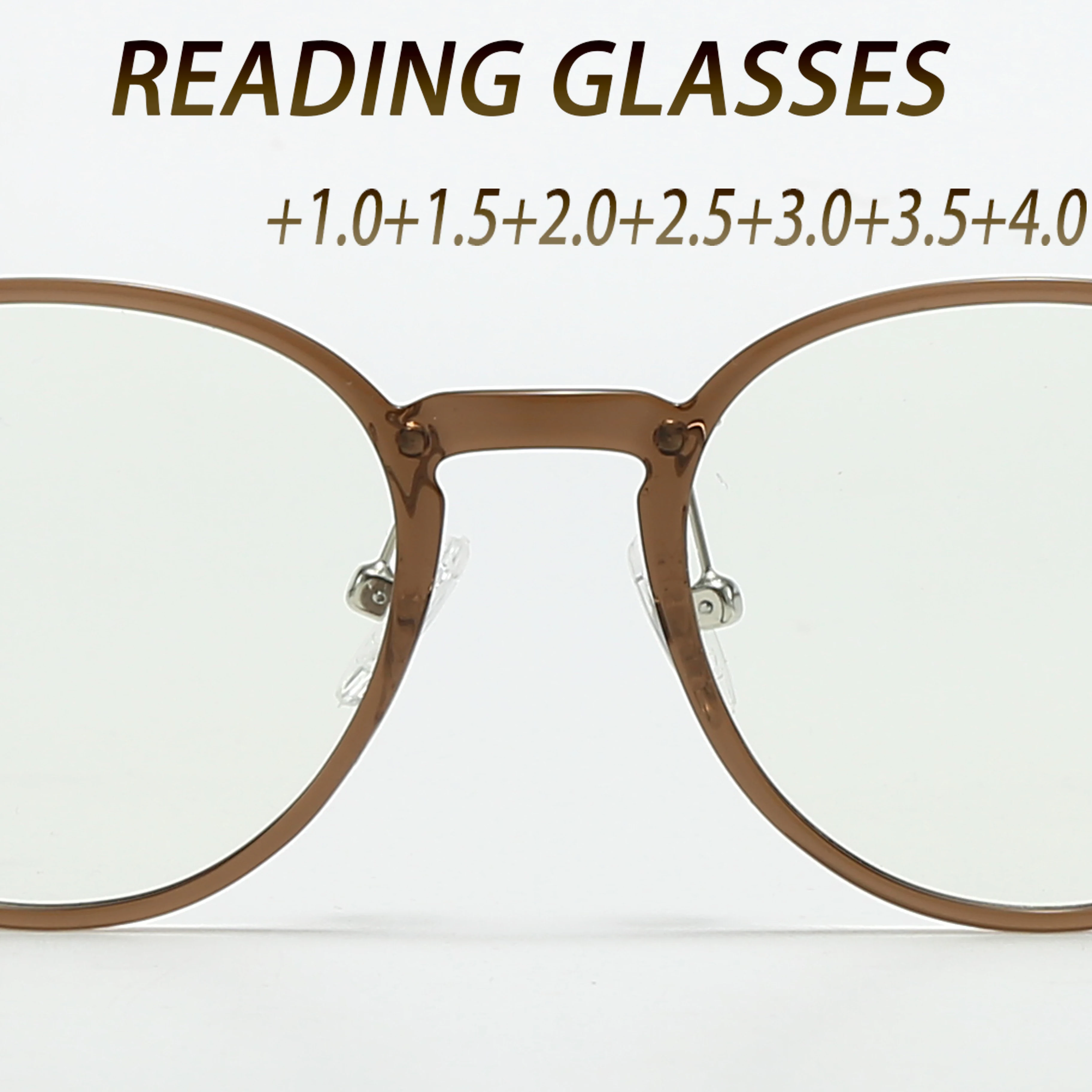 Fytoo Ultra Light Round Frame Tea Colored Reading Glasses Anti Fatigue,Blue Light Blocking.Essential for Daily Leisure Office Us