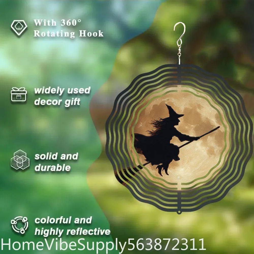 3D Shiny Kaleidoscope Metal Wind Spinner 360° Rotating Wind Chime With Hook Outdoor Garden Yard Patio Decor Supply
