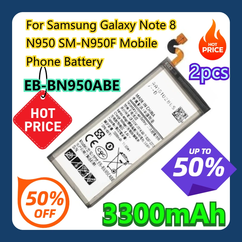 

Для Samsung Galaxy Note 8 N950 SM-N950F аккумулятор мобильного телефона EB-BN950ABE 3300 мАч 2 шт.