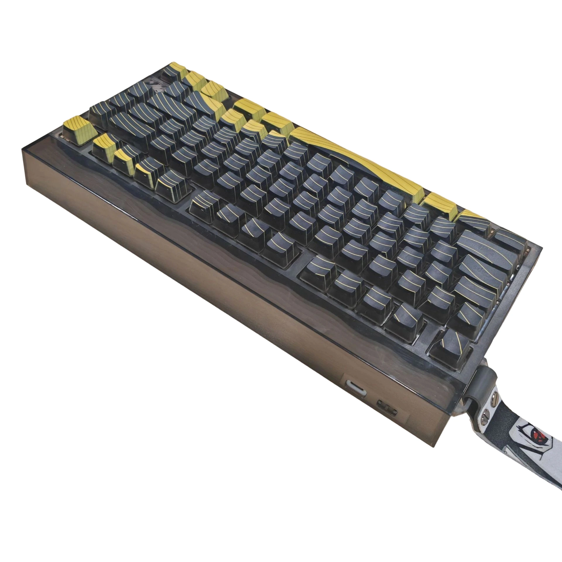 

75-key membrane keyboard RGB lightbox 83-key hollow ribbon design tri mode gaming custom transparent keyboard