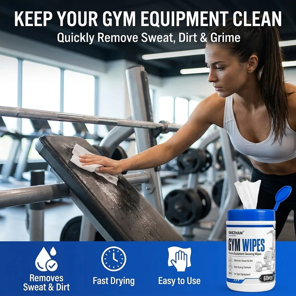 Gym Equipment Cleaning Wipes Fitness Equipment Wet Wipe for Workout Bench Dumbbell Treadmill Sweat Dirt Grime Fast Drying Sheets