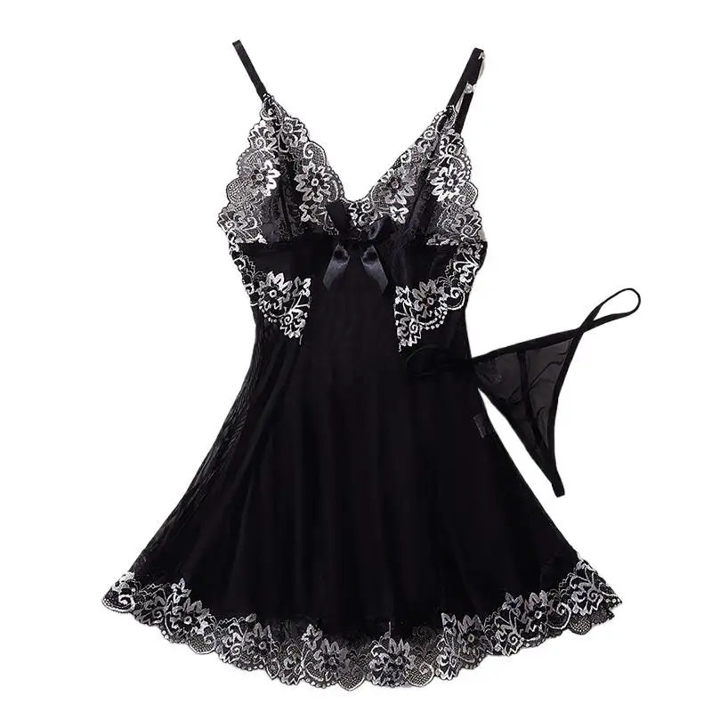 

Женская прозрачная ночная сорочка-комбинация с кружевом, пижама, нижнее белье