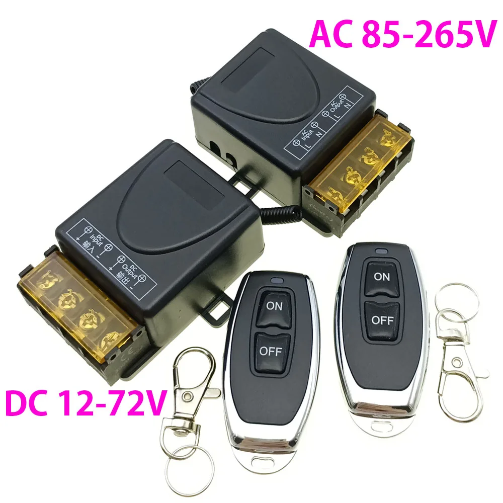 

DC12V-72V Универсальный беспроводной пульт дистанционного управления, одноканальный беспроводной пульт дистанционного управления постоянным током, контроллер мощности водяного насоса, умный переключатель