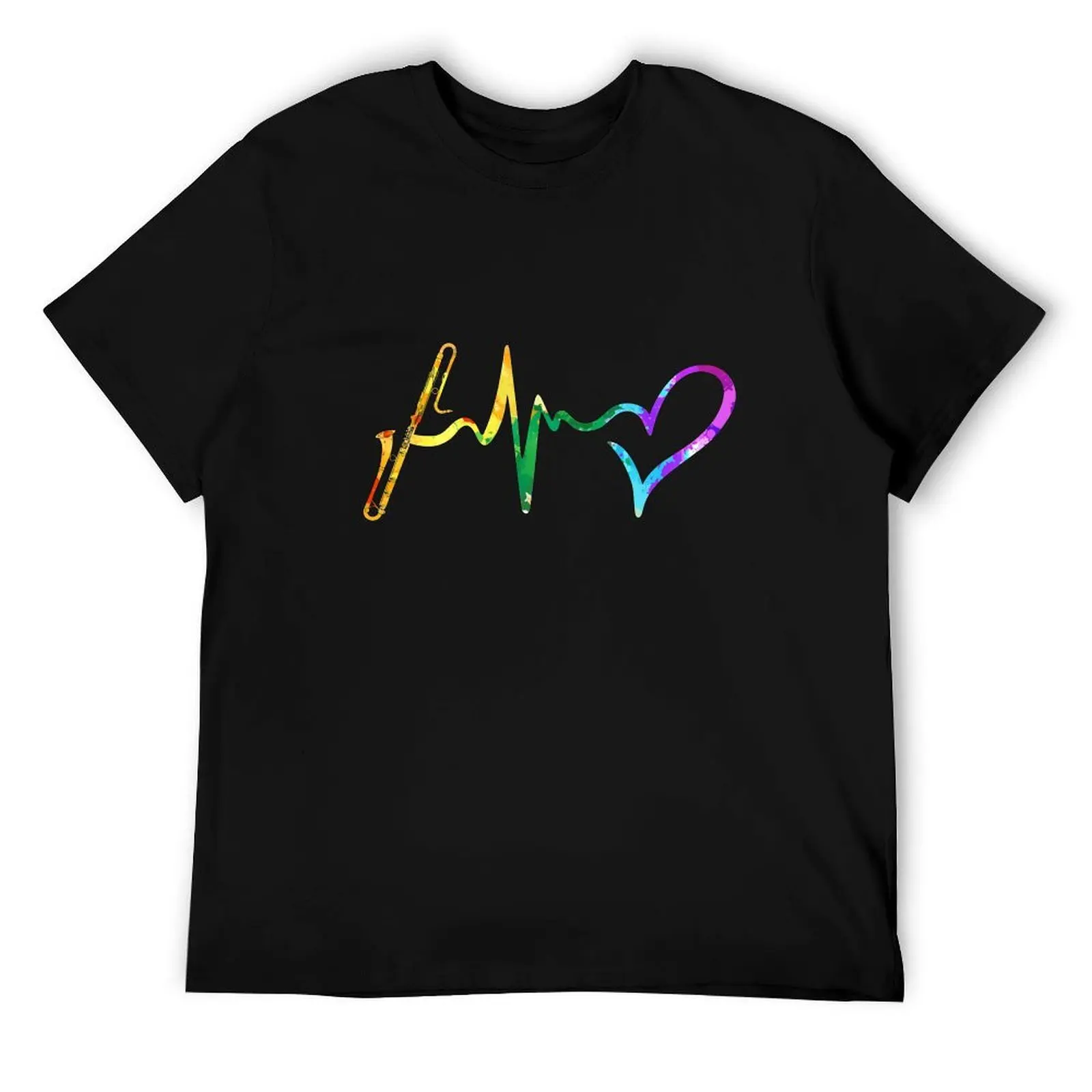 

contrabass clarinet heartbeat watercolor T-Shirt mens graphic t shirts black cotton t-shirt plain for man package T-Shirt
