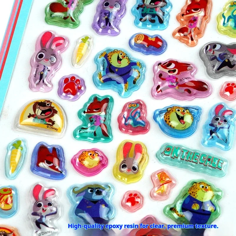 Pegatinas de Relieve Cristalino 3D Estereoscópicas Auténticas de Zootopia, Decoración para Carcasas de Teléfono, Botellas de Agua, Cuadernos, Tarjetas y Manualidades