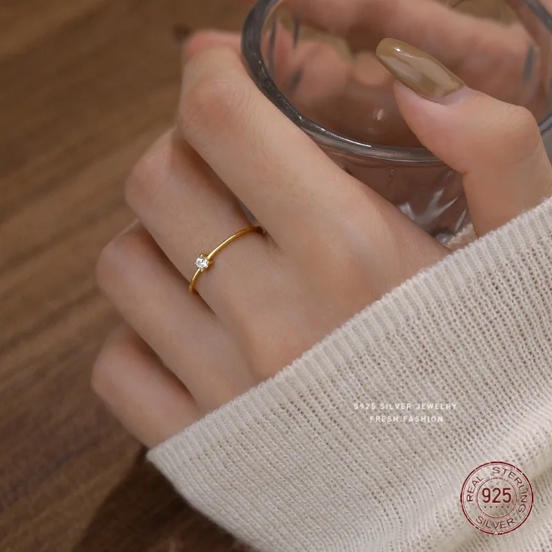 

Кольцо из чистого серебра 925 пробы с цирконом и геометрическим рисунком для женщин, изысканные темпераментные свадебные украшения, аксессуары